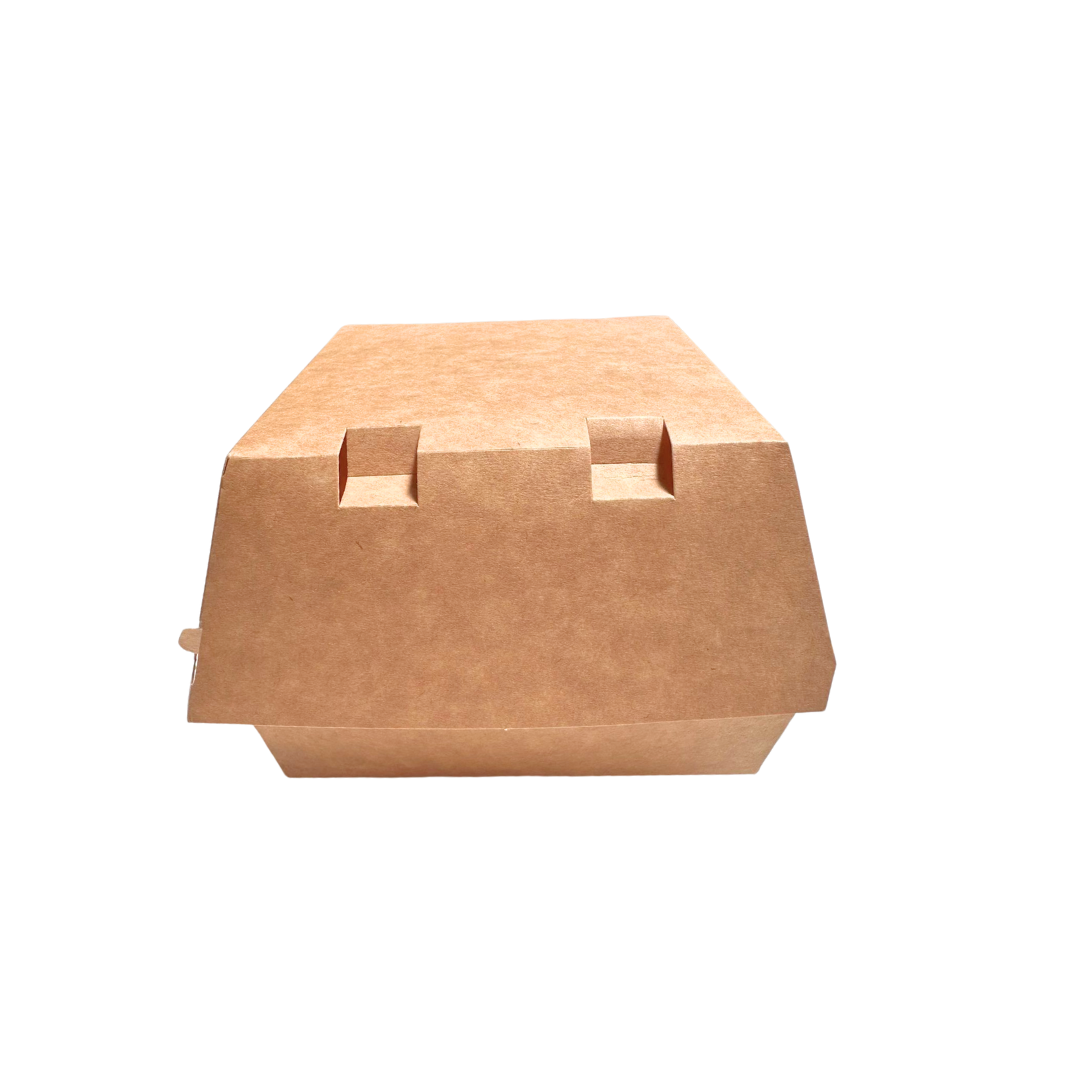 Cutii carton kraft medii pentru hamburger, 11,5 x 11,5 x 8,5 cm, 100 buc/set B