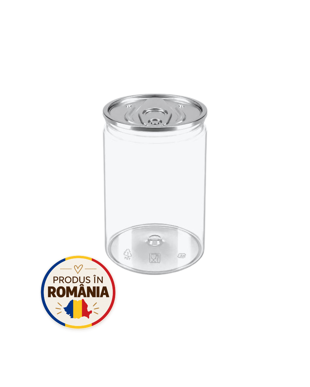 Doze PET transparente 300 ml, 165 buc/set, #211, diam 68 mm, capac aluminiu separat