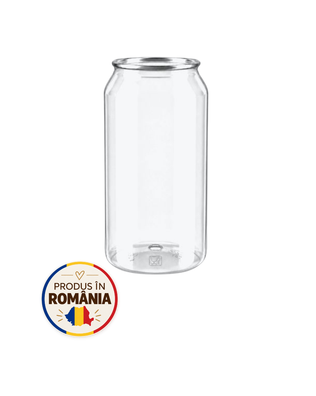 Doze PET transparente 330 ml, diam 64 mm, #202, capac aluminiu separat, 150 buc/set