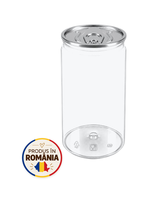 Doze PET transparente 400 ml, 135 buc/set, #211, diam 68 mm, capac aluminiu separat