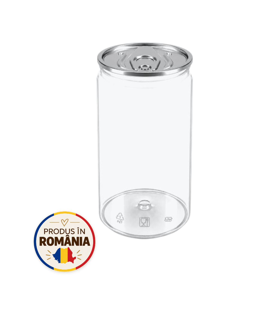 Doze PET transparente 450 ml, 120 buc/set, #211, diam 68 mm, capac aluminiu separat