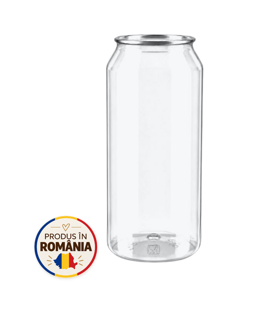 Doze PET transparente 500 ml, diam 64 mm, #202, capac aluminiu separat, 100 buc/set