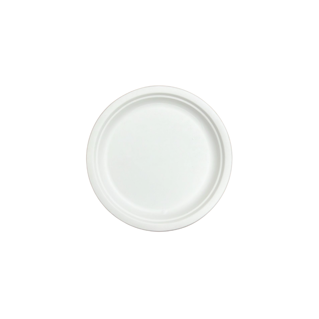Farfurii BIO rotunde albe, diametru 18 cm, 50 buc/set