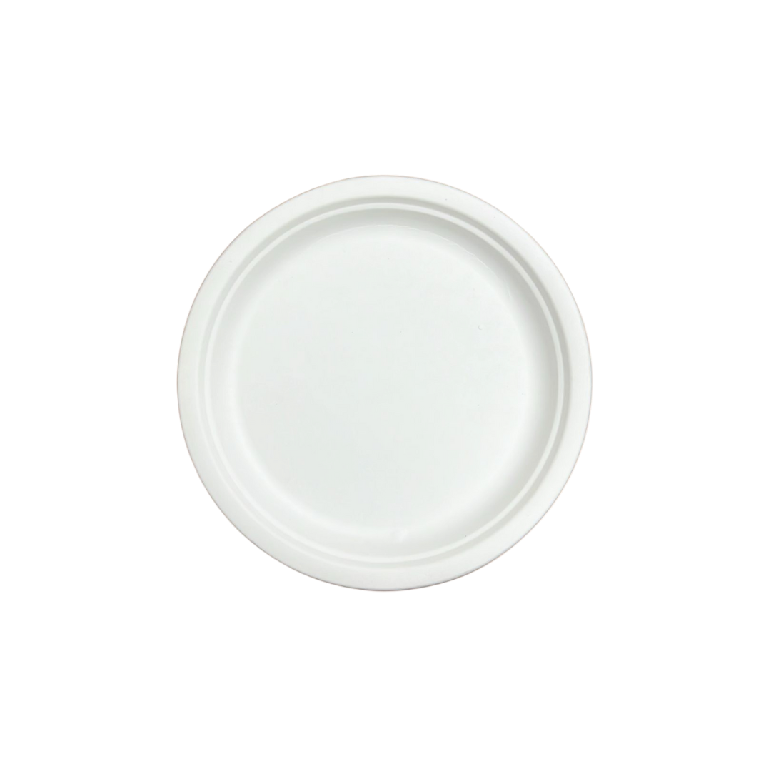 Farfurii BIO rotunde albe, diametru 26 cm, 50 buc/set