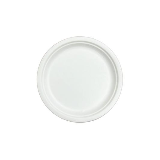 Farfurii BIO rotunde albe, diametru 26 cm, 50 buc/set