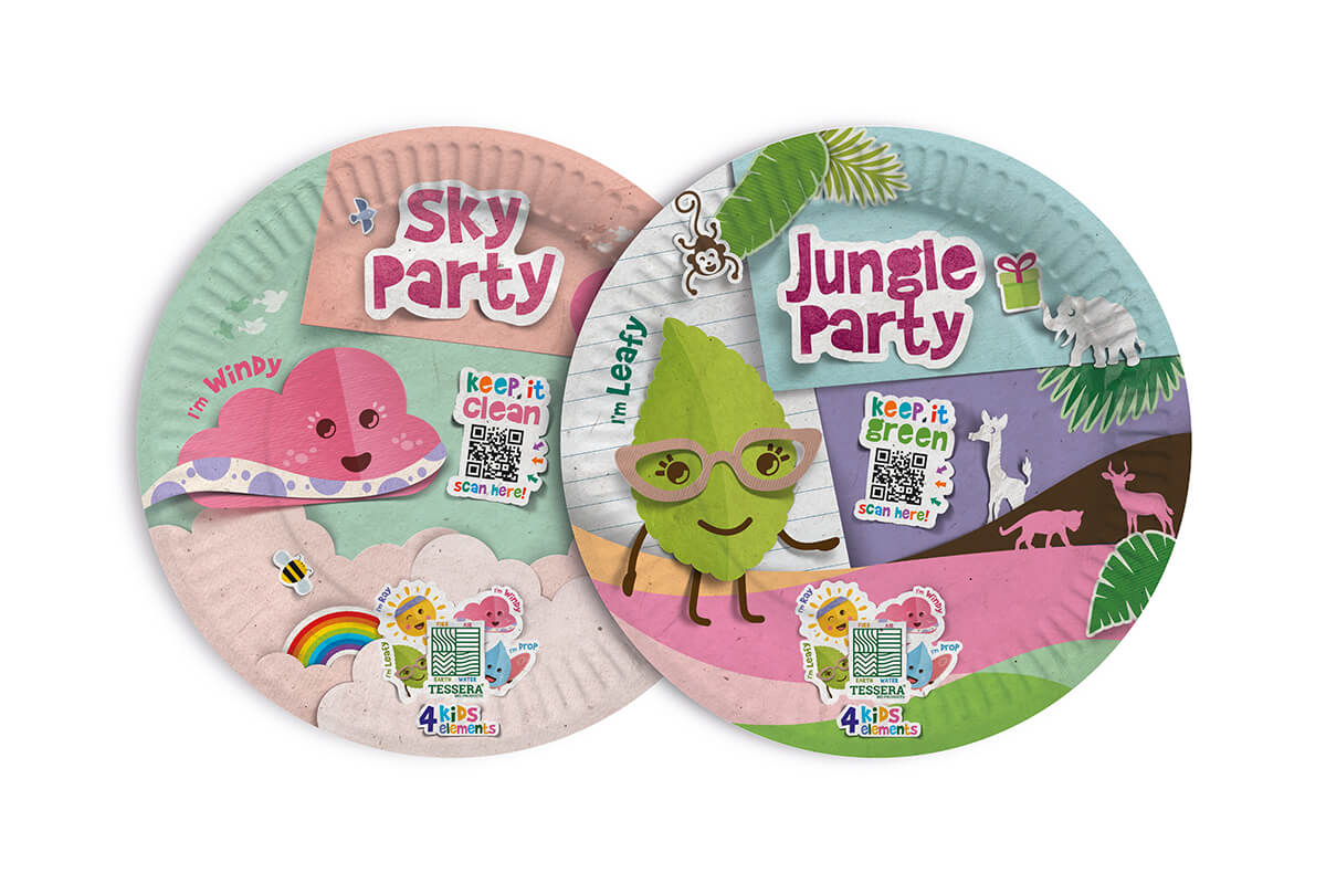 Farfurii carton rotunde COLOR Party Sky si Jungle, 23 cm, 8 buc/set ACCESORII PETRECERE COPII