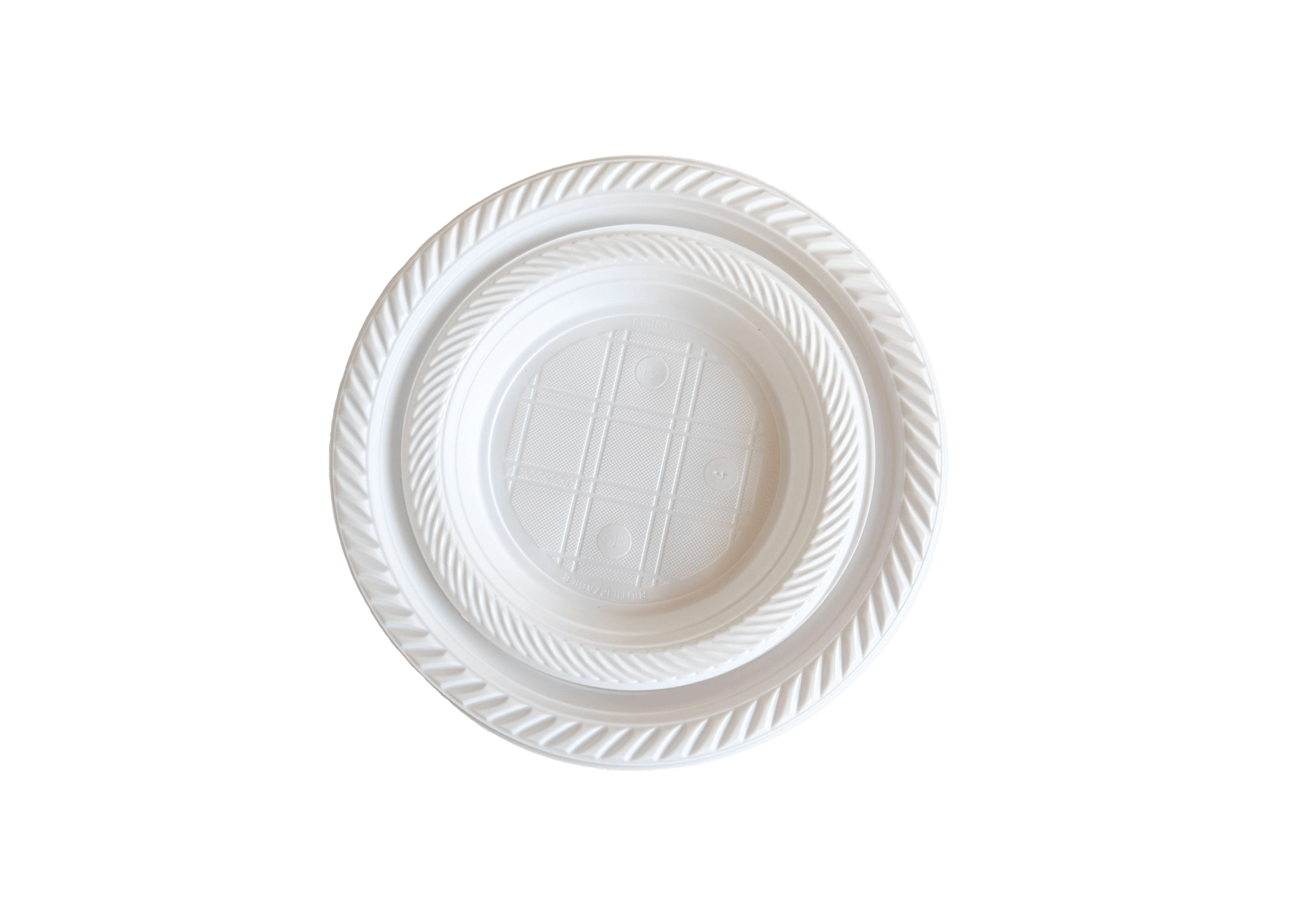 Farfurii plastic albe rotunde desert si felul 2