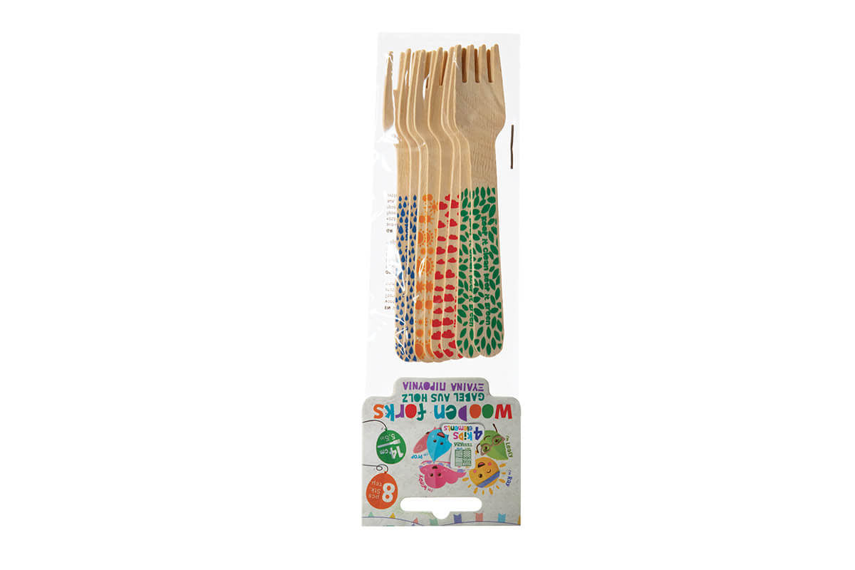 Furculite lemn party copii set 8 bucati
