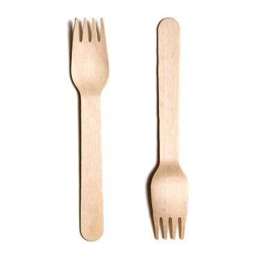 Furculite lemn pentru meniurile de catering/ street food 158 mm, 100 buc/set