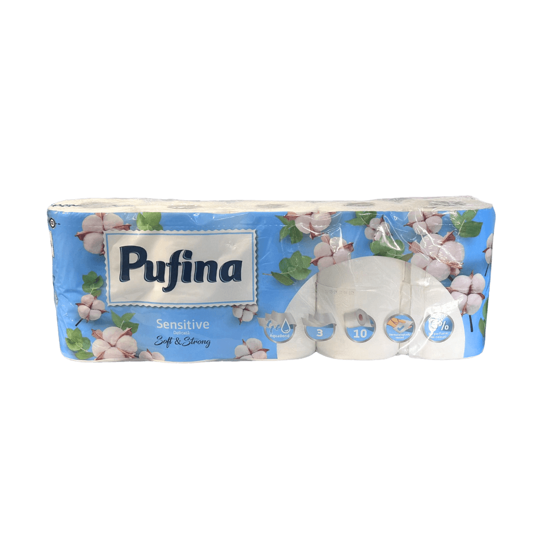 Hartie igienica alba Pufina Soft Sensitive 3 str, 10 role/set