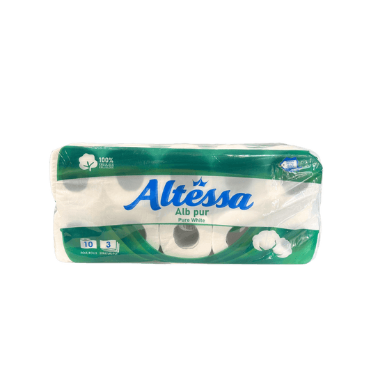 Hartie igienica alba pure white 3 str, 110 foi, 10 role/set