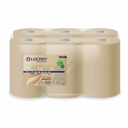 Hartie igienica Lucart EcoNatural L-one mini cu derulare centrala, 2 straturi, 12 buc/bax – 812170 / 812506