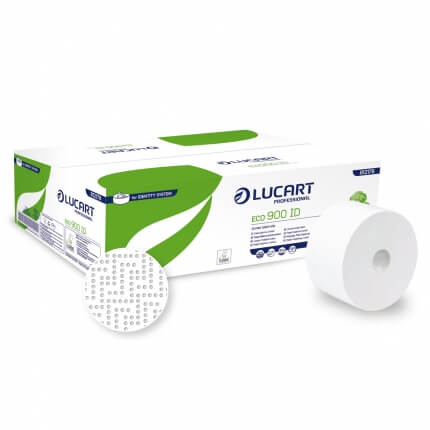 Hartie igienica alba Lucart cu sistem auto-cut, 2 straturi, 12 role/bax – 812178