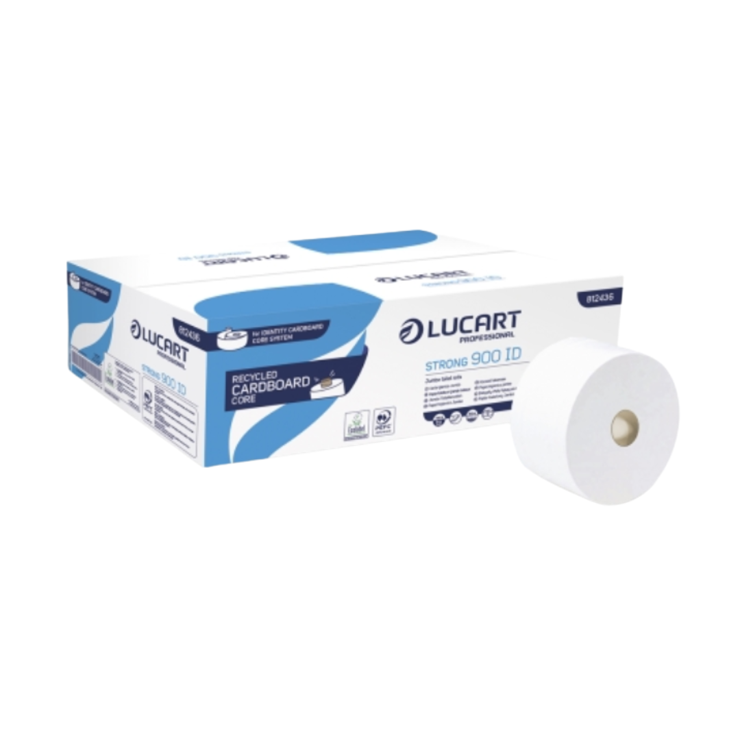 Hartie igienica alba Lucart cu sistem auto-cut, 2 straturi, 12 role/bax – 812436