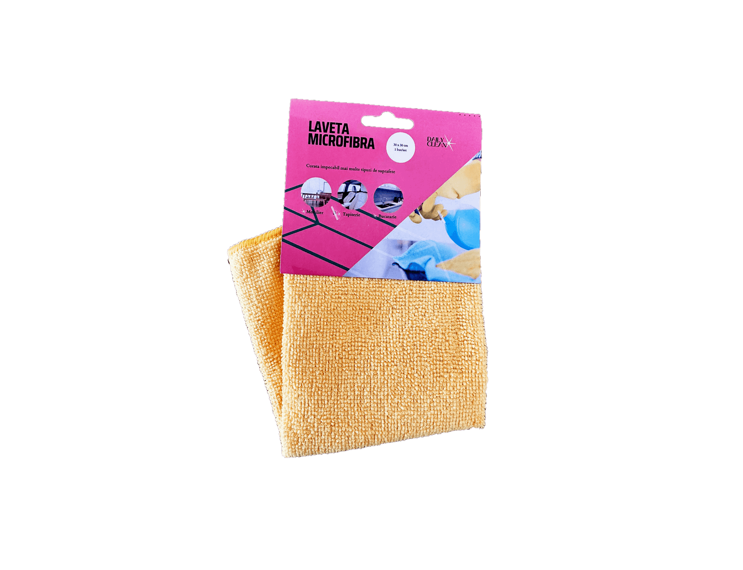 Lavete microfibra 30 x 30 cm, 1 buc/set galben