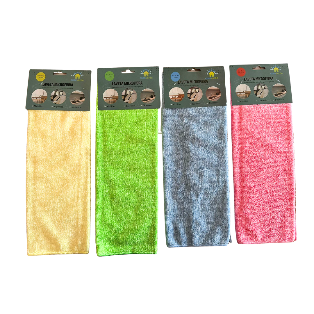 Lavete microfibra 40 x 40 cm, albastru, galben, verde, rosu