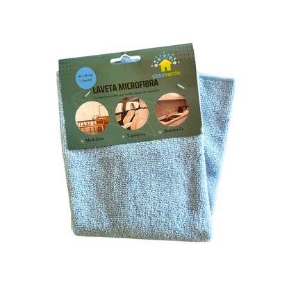 Lavete microfibra 40 x 40 cm, eticheta carton albastru