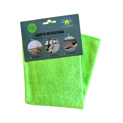 Lavete microfibra 40 x 40 cm, eticheta carton verde