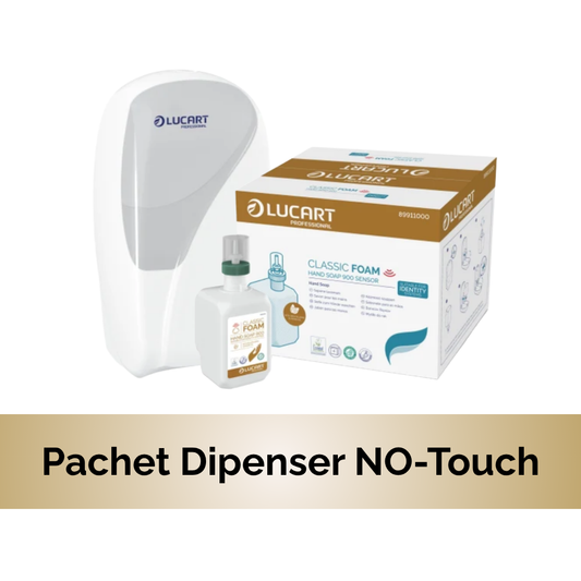 Pachet 1x Dispenser Alb No Touch + 6x Rezerve Sapun Spuma