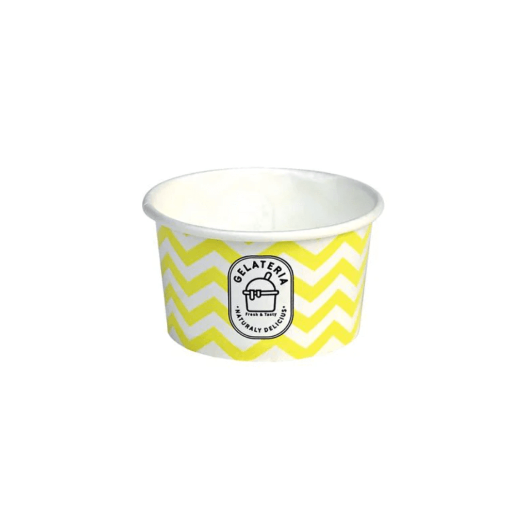 Cupe carton galbene model zig-zag inghetata, 4 oz, 50 buc/set