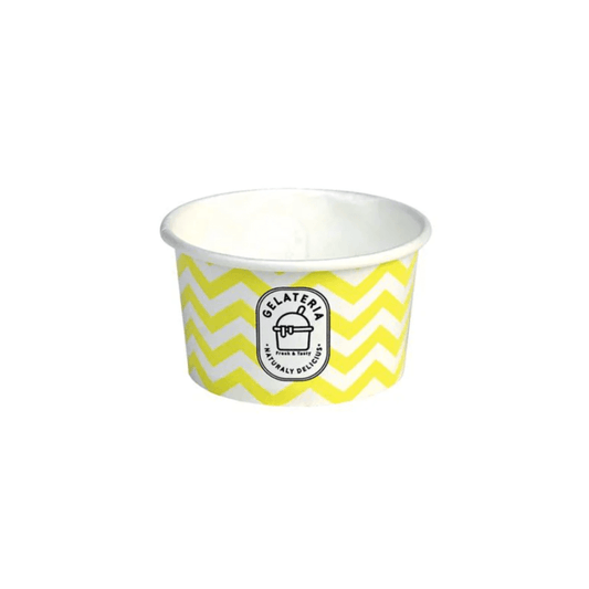 Cupe carton galbene model zig-zag inghetata, 4 oz, 50 buc/set