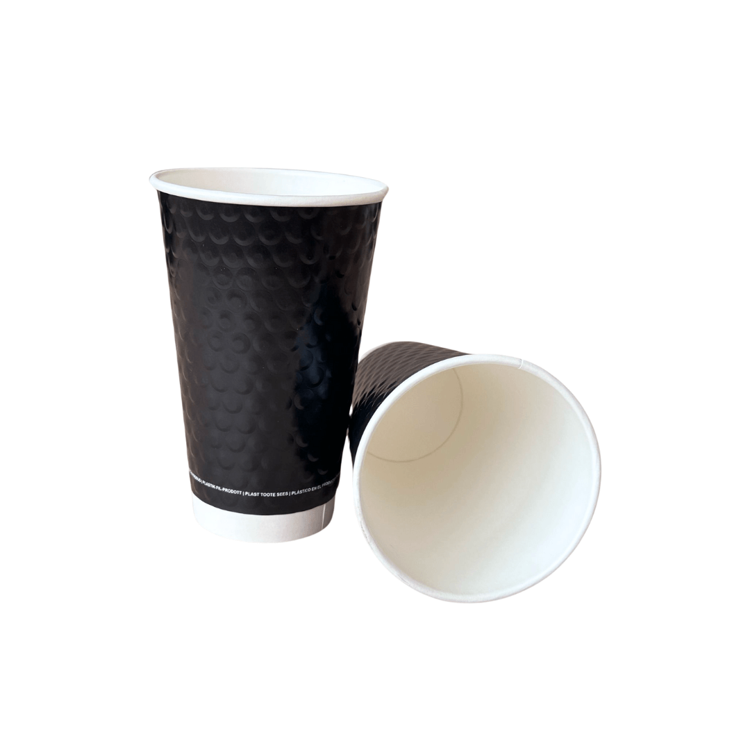 Pahare de carton negre cu perete dublu 16 oz