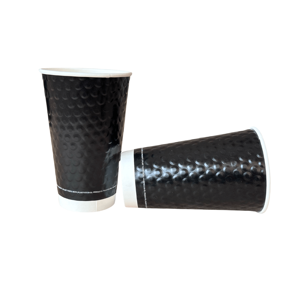 Pahare de carton negre cu perete dublu 16 oz