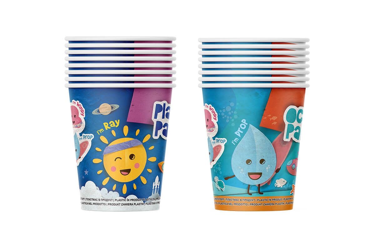 Pahare de carton Party Ocean si Planet, 8 oz (237 ml), 8 buc/set