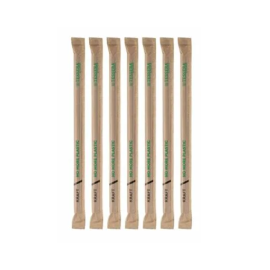 Paie kraft din hartie, flexibile, ambalate individual, 6 x 210 mm, 500 buc/set cu ambalaj