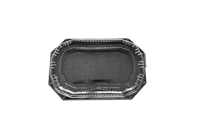 Platouri negre mari cu capac transparent inclus 43 X 29 CM