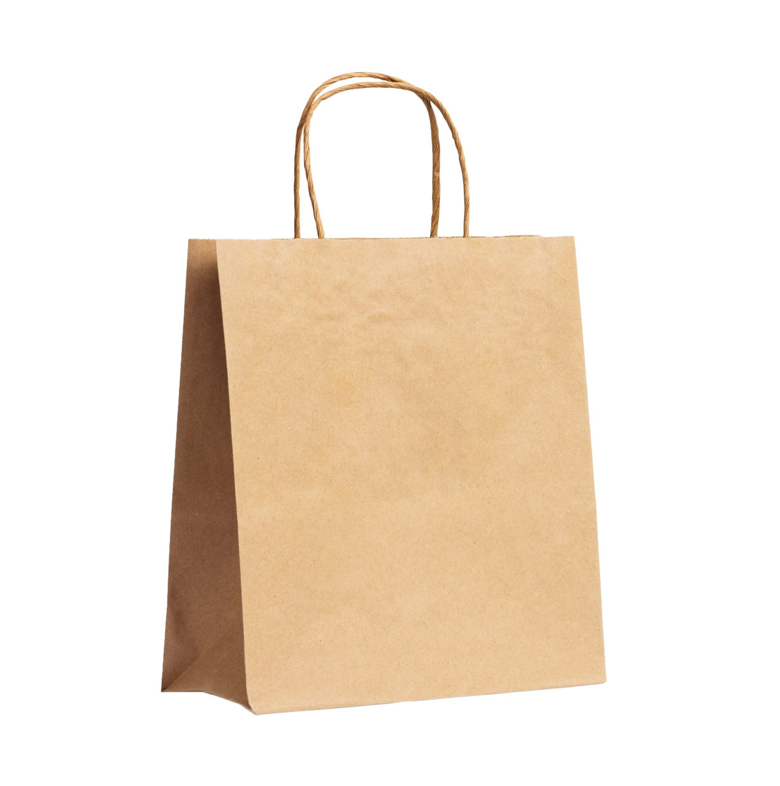 Pungi din hartie reciclabila natur cu maner snur