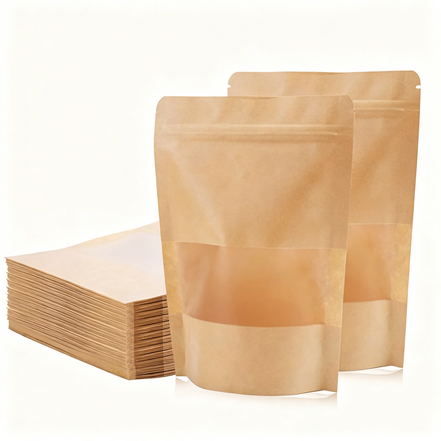 Pungi natur stand-up cu fereastra si inchidere ziplock