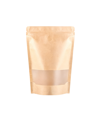 Pungi natur stand-up cu fereastra si inchidere ziplock, 2 dimensiuni, 100 buc/set
