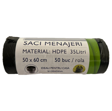 Saci menajeri negri sau albi 35L, HDPE, 50 x 60 cm, 50 buc/rola
