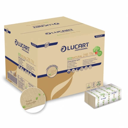 Servetele Lucart de masa din hartie ecologica, pliate interfold, pentru dispenser, 150 buc/pachet, 40 pachete/set – 832324