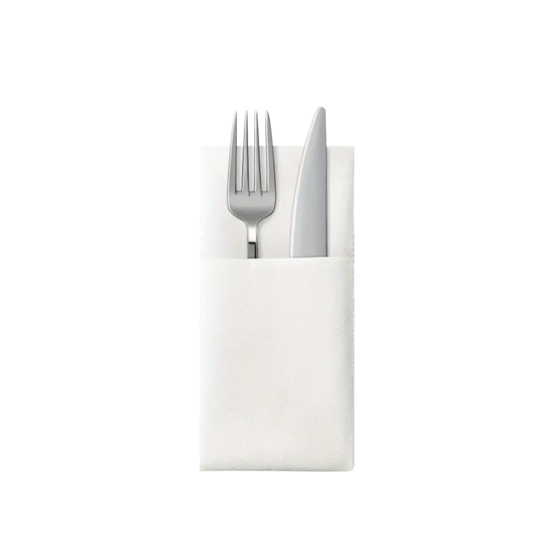 Servetele albe plic tacam, 2 straturi, 33 x 33, 75 buc/pachet