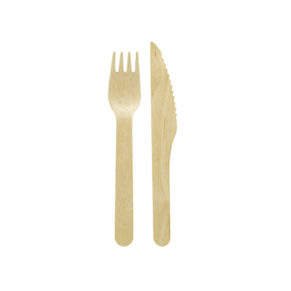Set tacamuri furculita si cutit lemn fara servetel, 100 buc/set