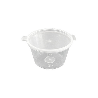 Sosiere rotunde din PP cu capac atasat 2 oz