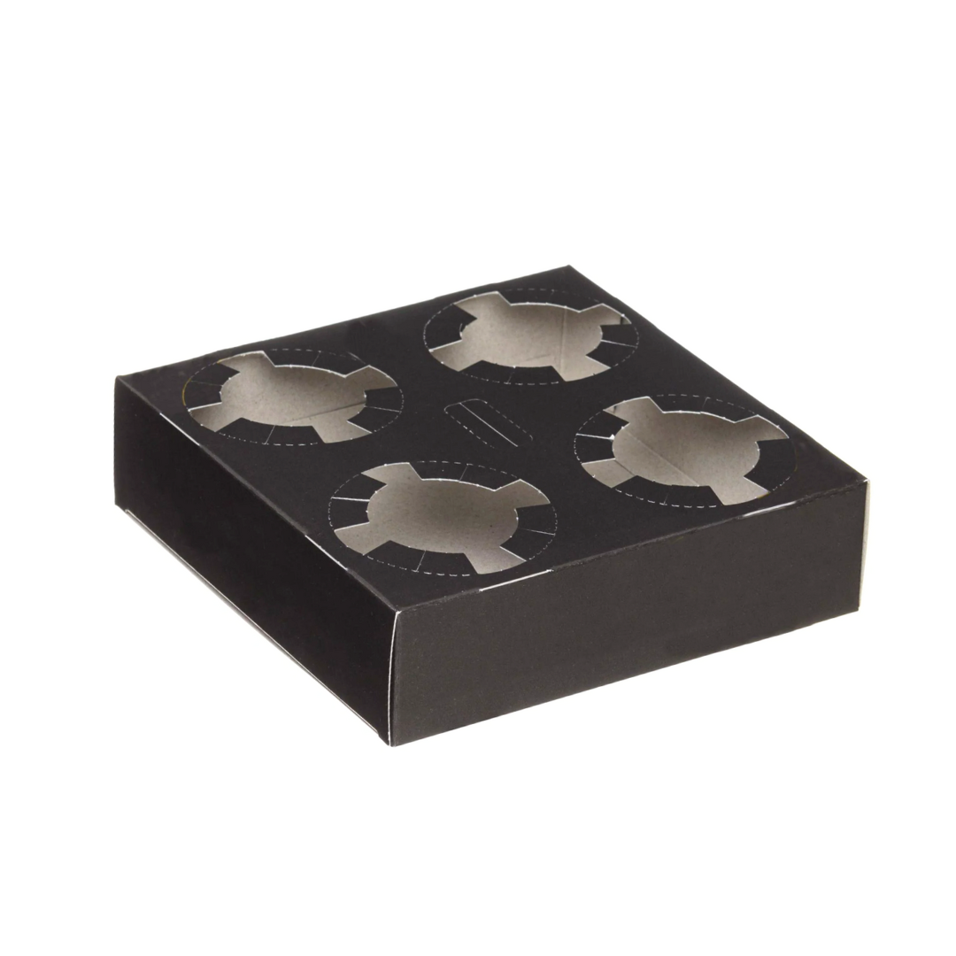 Suport negru carton pentru 4 pahare cafea, 50 buc/set