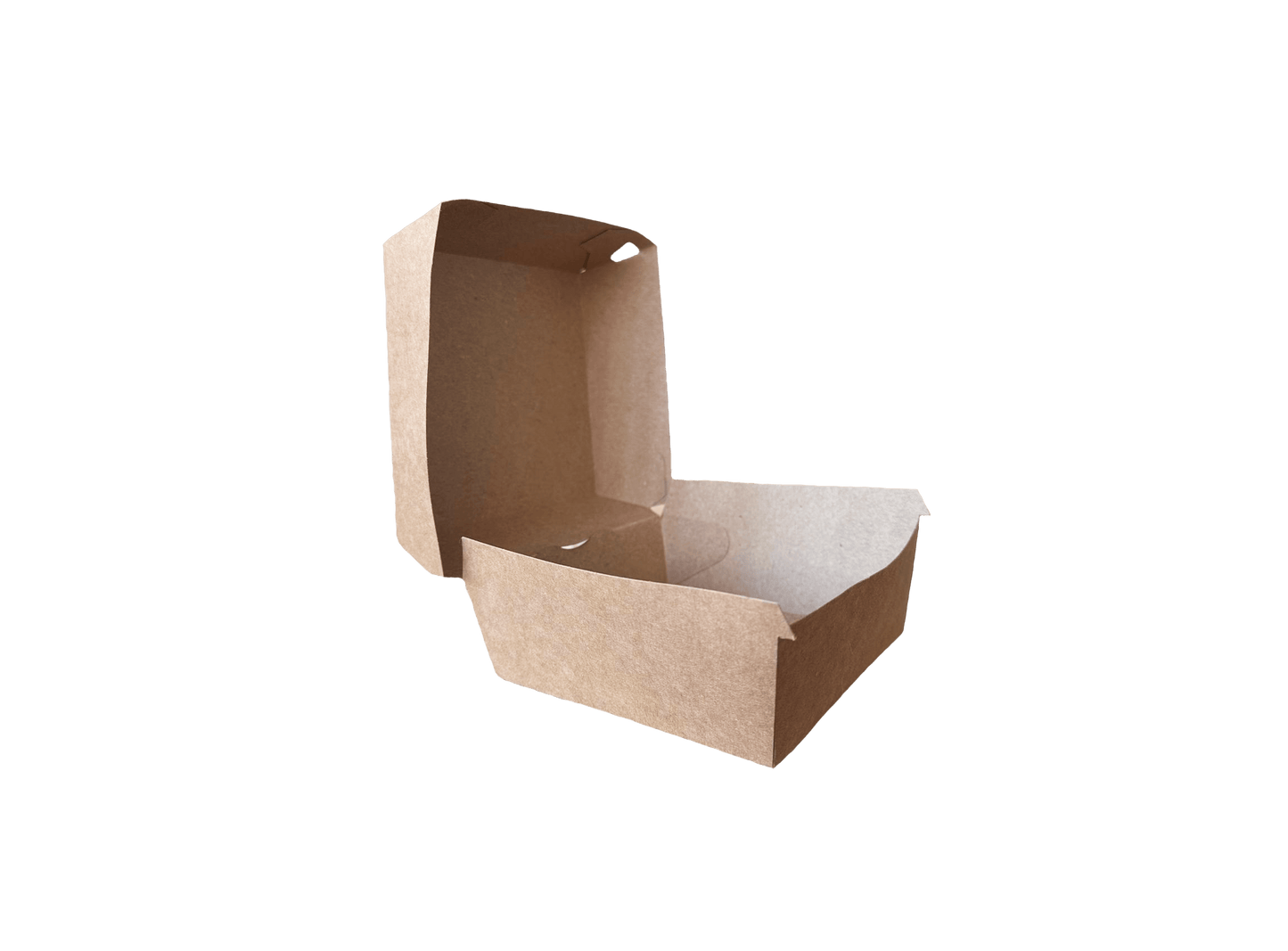 Cutii carton kraft medii GROASE pentru hamburger, 11,5 x 11,5 x H 7,8 cm, 100 buc/set