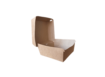 Cutii carton kraft medii GROASE pentru hamburger, 11,5 x 11,5 x H 7,8 cm, 100 buc/set
