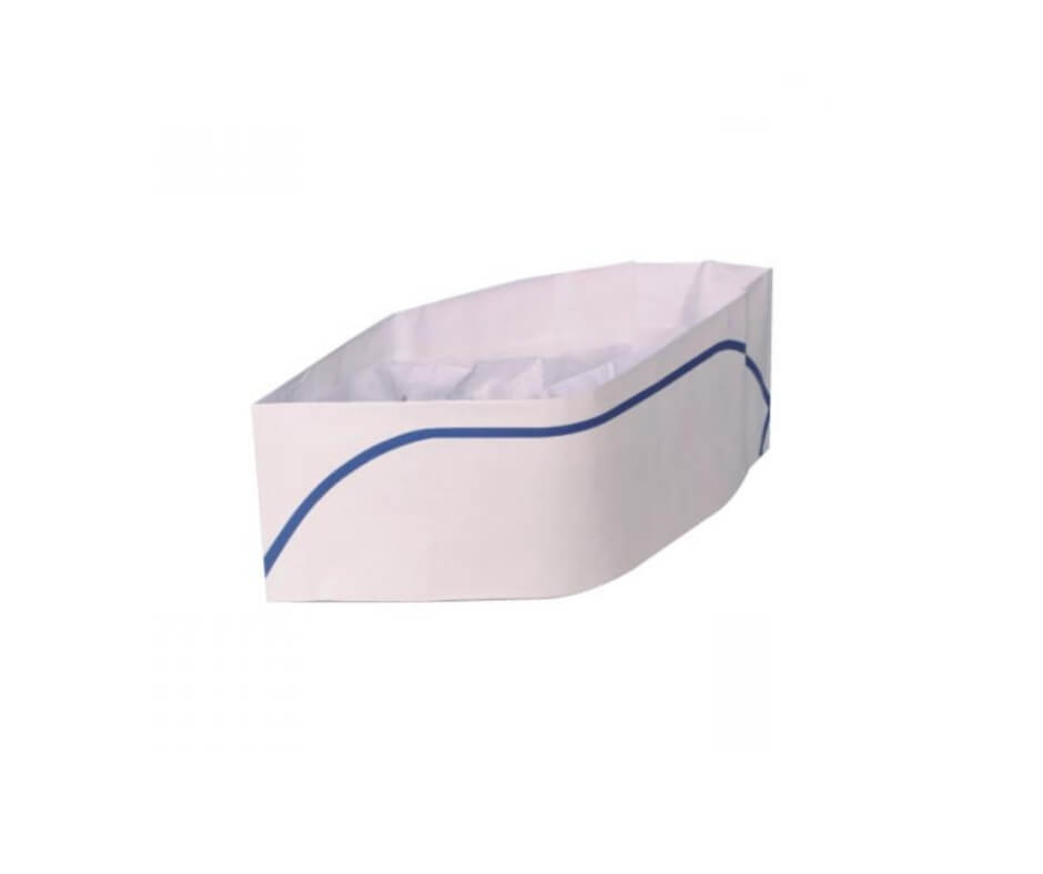 Bonete de bucatar din hartie, cu dunga color, 100 buc.