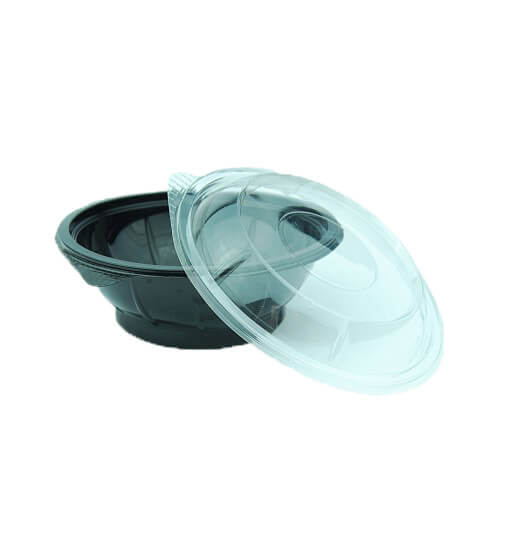 Caserole plastic negre pentru salata 1.000 cc, cu capac transparent, 50 buc/set