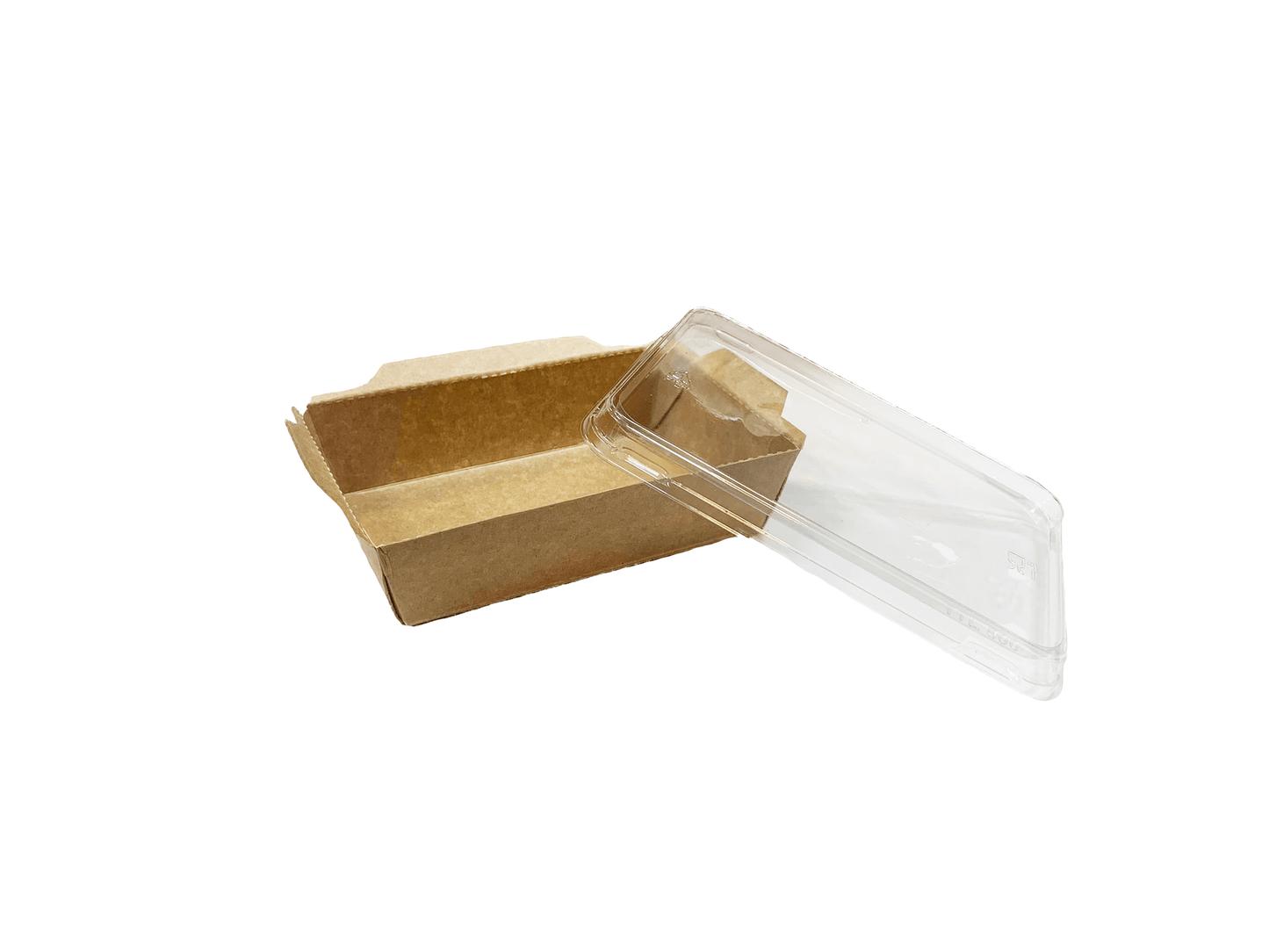 Cutii carton laminate kraft catering 1200 cc, cu capac transparent, 50 buc/set