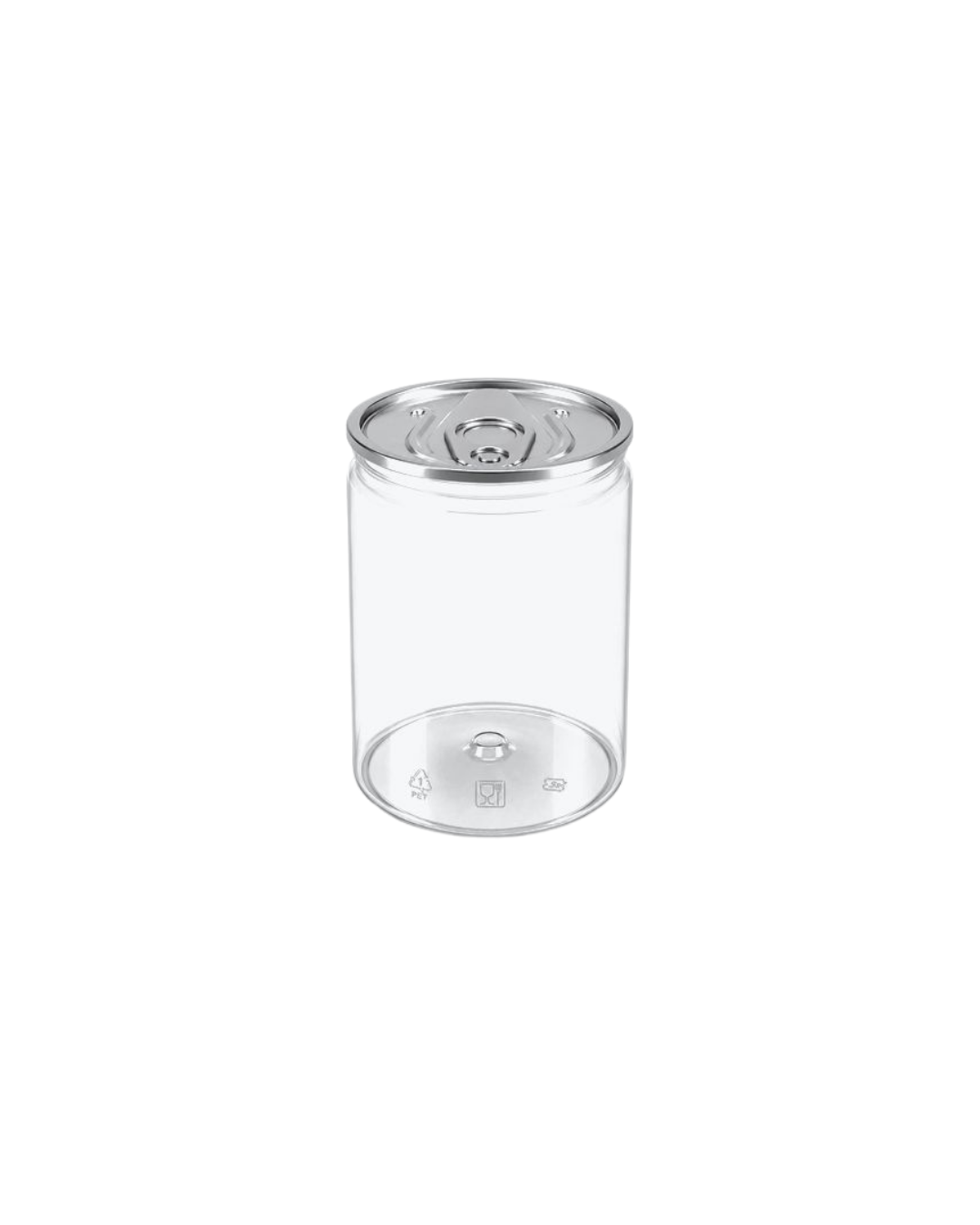 Doza PET transparenta #211, diam 68 mm, 250 ml, capac aluminiu separat, 200 buc/set