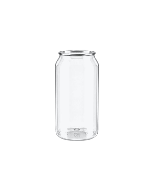 Doza PET transparenta #202, diam 64 mm, 300 ml, capac aluminiu separat, 165 buc/set
