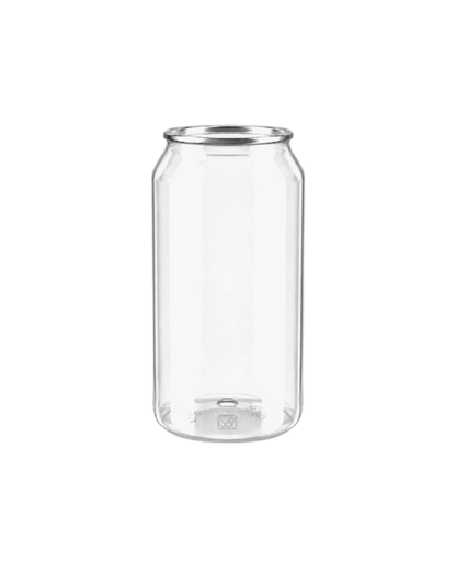 Doza PET transparenta #202, diam 64 mm, 330 ml, capac aluminiu separat, 150 buc/set