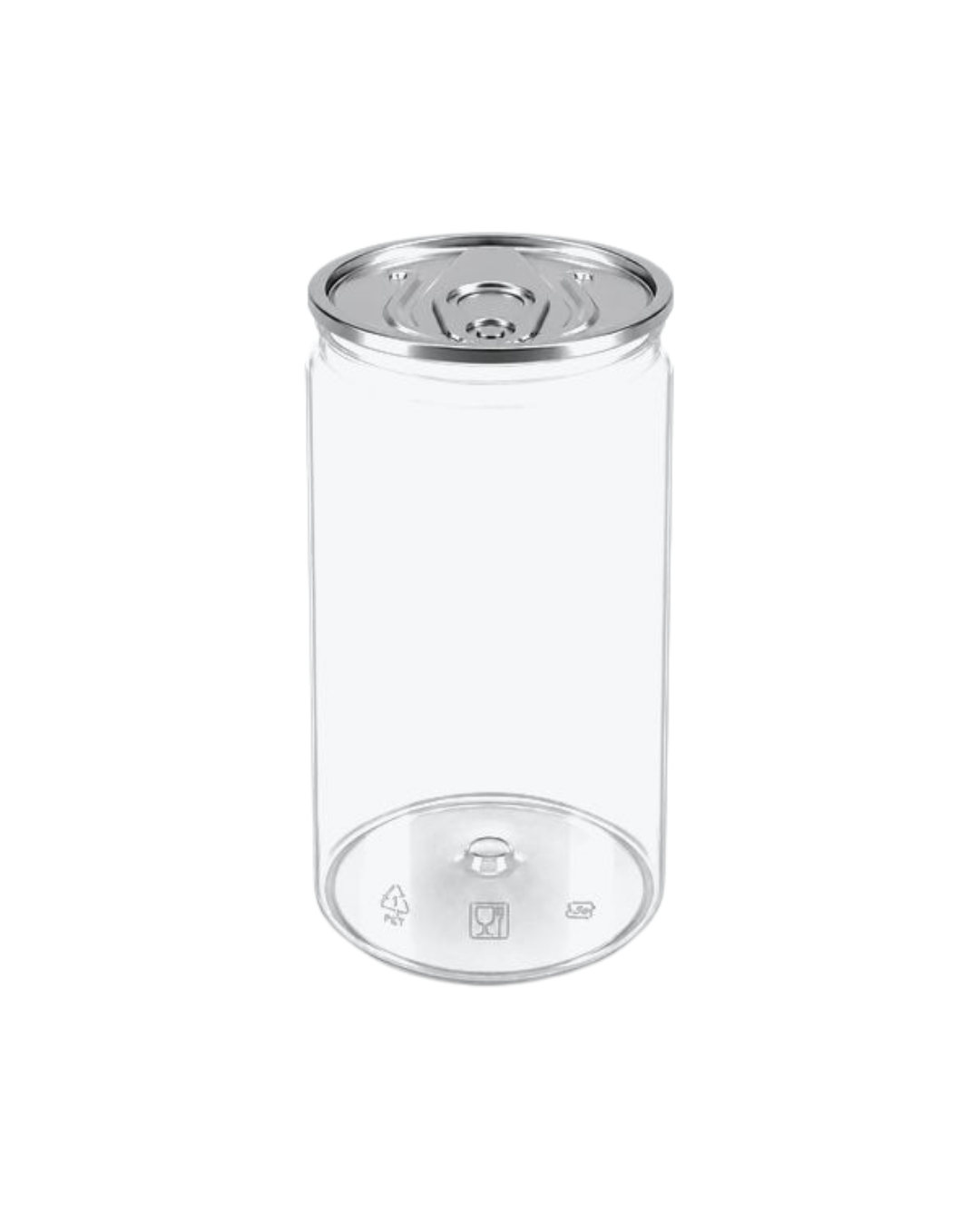 Doza PET transparenta #211, diam 68 mm, 400 ml, capac aluminiu separat, 135 buc/set