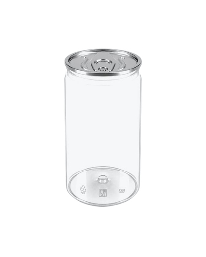Doza PET transparenta #211, diam 68 mm, 400 ml, capac aluminiu separat, 135 buc/set