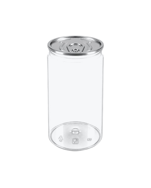 Doza PET transparenta #211, diam 68 mm, 400 ml, capac aluminiu separat, 135 buc/set